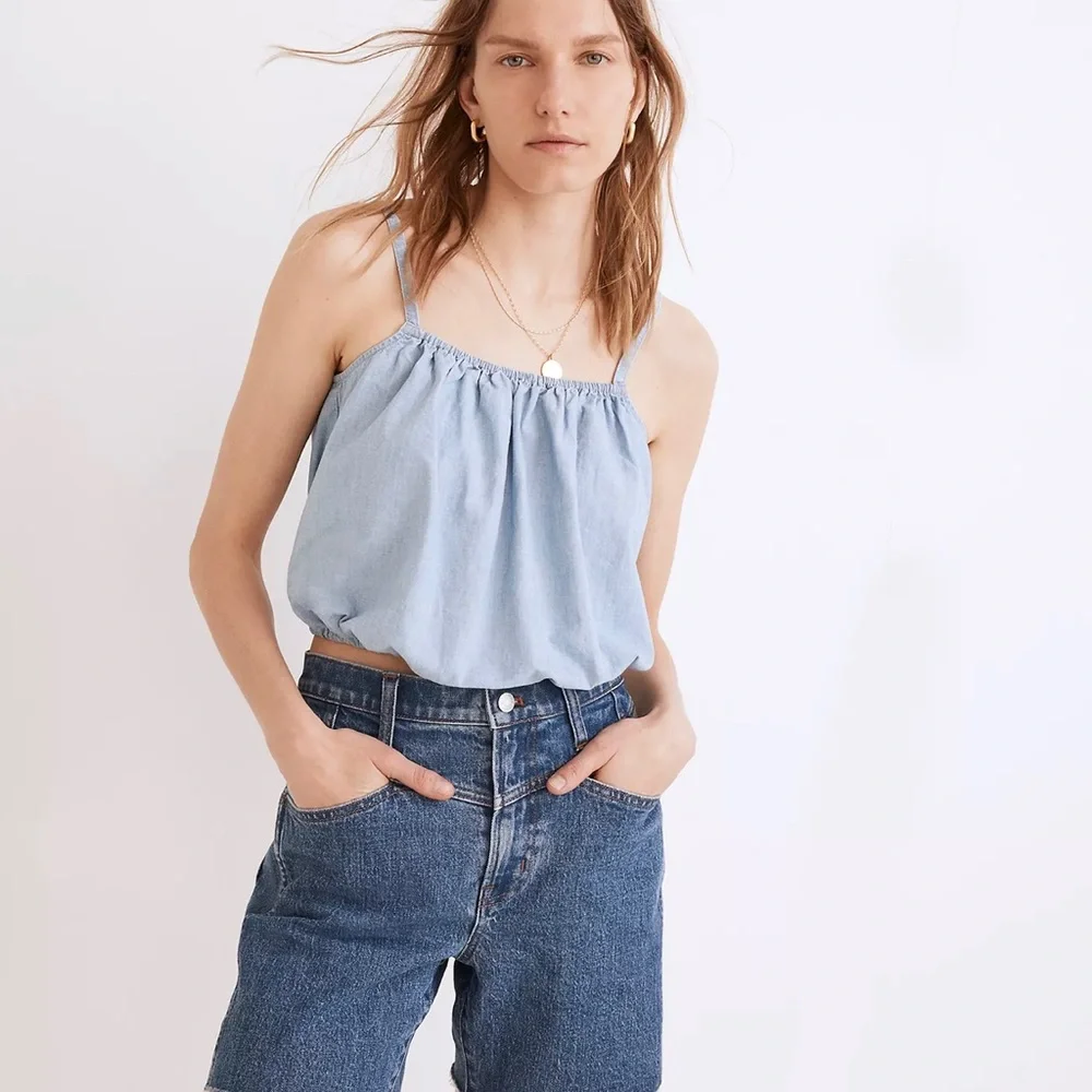 Madewell Chambray Meriden Top in Vineshire Wash Blue Size - Picture 1 of 15